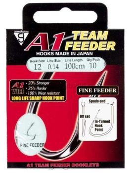 Крючки с поводком Gamakatsu Booklet A1 FINE FEEDER №12, 0.14мм, 100см, 10шт.