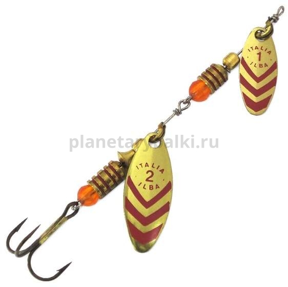 Блесна вращающаяся ILBA LUNGO tandem d/st №1+2, 8гр., цвет gold-red