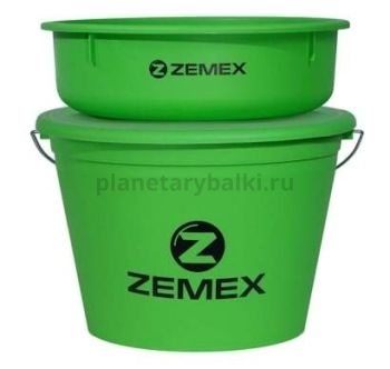 Комплект ZEMEX ведро 25 л с крышкой и тазиком, цвет зелёный
