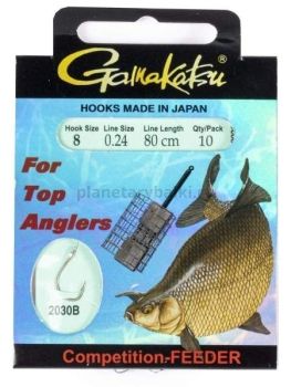 Крючки с поводком Gamakatsu Booklet FEEDER STR 2030B №08, 0.24мм, 80см, 10шт.