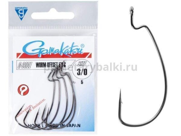 Крючки офсетные Gamakatsu Worm OFFSET EWG HOOKS BLACK №3/0 5шт.