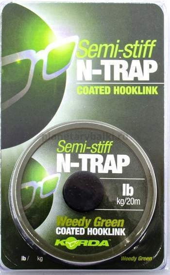 Поводковый материал KORDA N-Trap Semi-stiff Weedy Green 20м, 13,6кг, 30lb