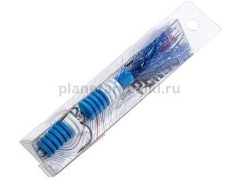 Приманка джиговая Lucky John PENNON SLOTWORM син./бел. в блистере