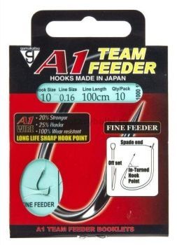 Крючки с поводком Gamakatsu Booklet A1 FINE FEEDER №10, 0.16мм, 100см, 10шт.
