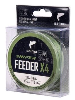 Шнур плетёный Salmo Sniper х4 FEEDER BRAID Army Green 150м, 0,14мм, 10,1кг