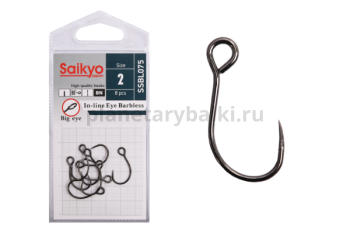 Крючки Saikyo SSBL075-BN IN-LINE EYE BARBLESS №2, 8шт.