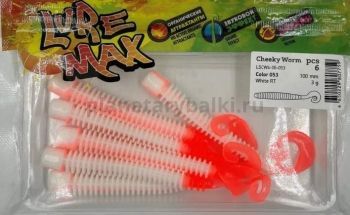 Приманка силиконовая LureMax CHEEKY WORM 4'' 10см, White RT 06-053, 6шт.
