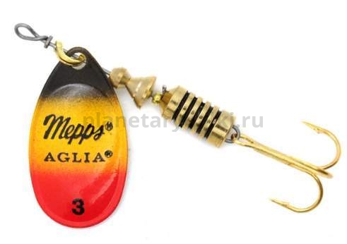 Блесна вращающаяся MEPPS Aglia Furia №1, 3,5гр., цвет чёрный/жёлтый/красный