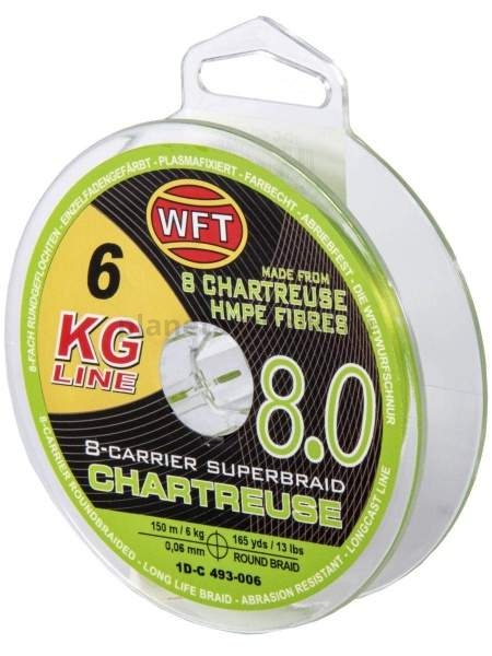 Шнур плетёный WFT KG x8 Chartreuse 150м, 0,06мм, 6кг