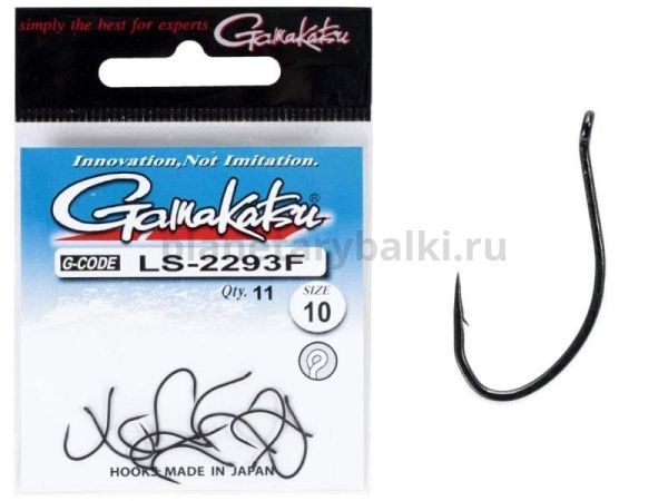 Крючки Gamakatsu LS-2293F NEW LABEL EYED HOOKS BLACK разм. 10 11шт.