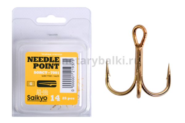 Крючки тройные Saikyo 7001G №14, 25шт.