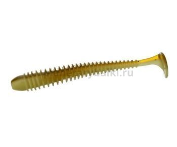 Виброхвост FLAGMAN Mystic Fish 4" 10см, #2027 Green Pumpkin/Lime Chartreuse, 4шт.