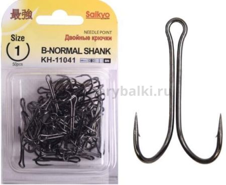 Крючки двойные Saikyo Normal Shank KH-11041 №1, 50шт. BN