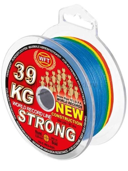 Шнур плетёный WFT KG STRONG EXACT ELECTRA 700 Multicolor 360м, 0,25мм, 39кг