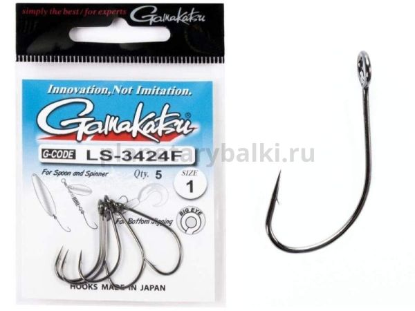 Крючки Gamakatsu LS-3424F NEW LABEL HOOKS BLACK разм. 01 5шт.