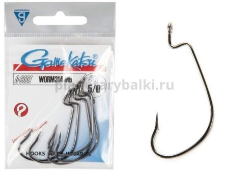 Крючки офсетные Gamakatsu Worm 314 HOOKS №5/0, 6шт.