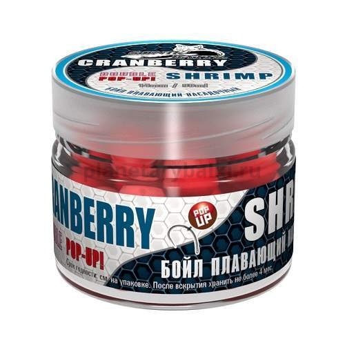 Бойлы насадочные плавающие двух цв. Sonik Baits 14мм CRENBERRY-SHRIMP Fluo Pop-ups 90мл