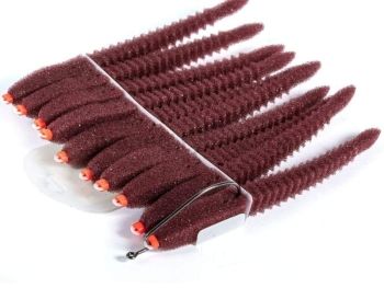 Приманки поролоновые Россия 3D Ex WORM Br под офсетный крючок №1, 2, 4, 10см, набор 10шт.