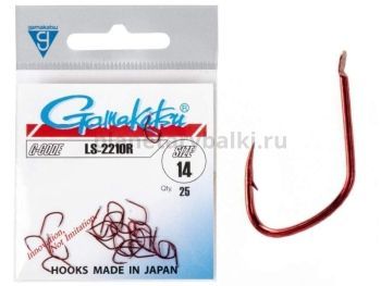 Крючки Gamakatsu LS-2210R HOOKS RED разм. 14 25шт.