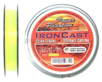 Монофильная леска Power Phantom Iron Cast 150м, 0,14мм, 2,8кг желтый fluo
