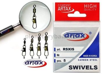 Вертлюги с застежкой Artax ROLLING SWIVEL W/INTERLOCK SNAP BLACK №4, 5шт.