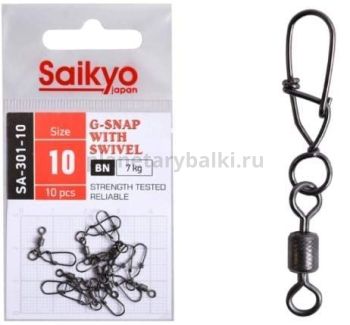 Вертлюг с застежкой Saikyo SA-301-10 10 шт