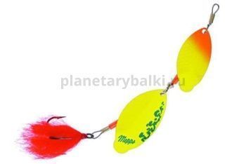 Блесна вращающаяся Mepps TANDEM PIKE 27гр., цвет OR/Chartreuse/SILVER (блистер)