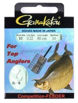 Крючки с поводком Gamakatsu Booklet FEEDER STR 2030B №10, 0.22мм, 80см, 10шт.