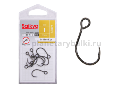 Крючки Saikyo SS075-BN IN-LINE EYE №1, 8шт.
