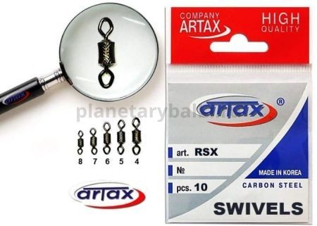 Вертлюги Artax ROLLING SWIVEL X-PATTERN DIAMOND EYE BLACK №8, 10шт.