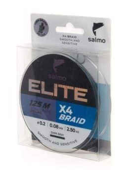Шнур плетёный Salmo Elite х4 BRAID Dark Gray 125м, 0,08мм, 2,5кг