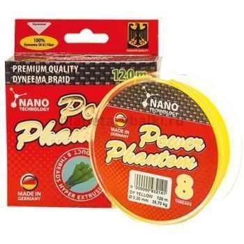 Плетеный шнур Power Phantom 8x, 120м, 0,26мм, 28,5кг желтый