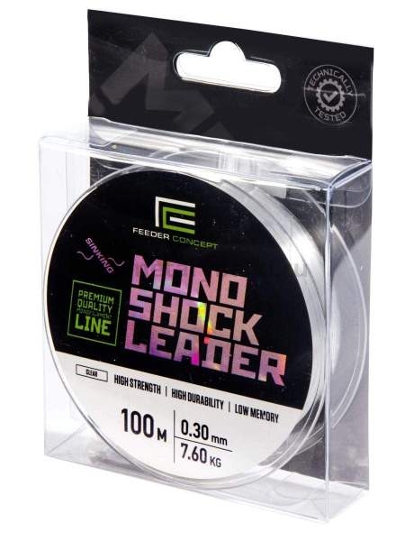 Леска монофильная Feeder Concept MONO SHOCK LEADER Clear 100м, 0,30мм, 7,6кг