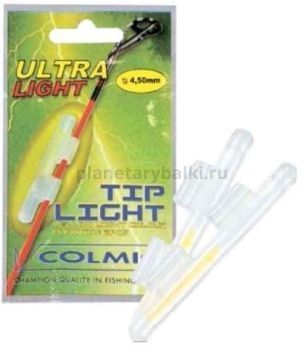 Светлячок с держателем на хлыст COLMIC TIP LIGHT желтый, диаметр 6мм, 2шт.