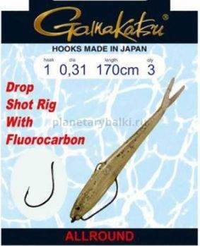 Крючки с поводком Gamakatsu Booklet DROPSHOT WORM39 №01, 0.31мм, 170см, 3шт.