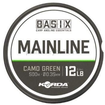 Леска KORDA Basix Main Line 500м, 0,35мм, 12lb Camo green