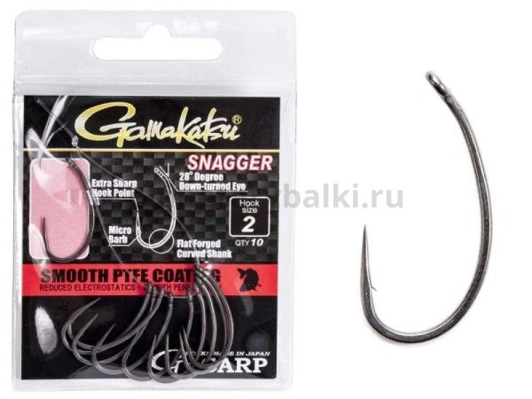 Крючки Gamakatsu G-Carp SNAGGER HOOKS разм. 02 10шт.