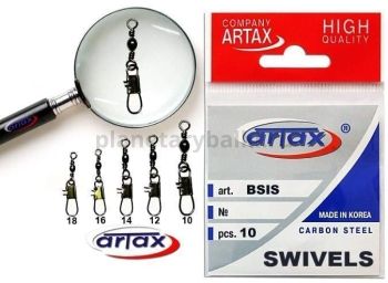 Вертлюги с застежкой Artax BARREL SWIVEL W/INTERLOCK SNAP BLACK №14, 10шт.