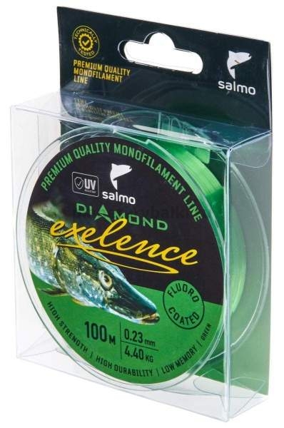 Леска монофильная Salmo Diamond EXELENCE FLUORO COATED Green 100м, 0,23мм, 4,4кг