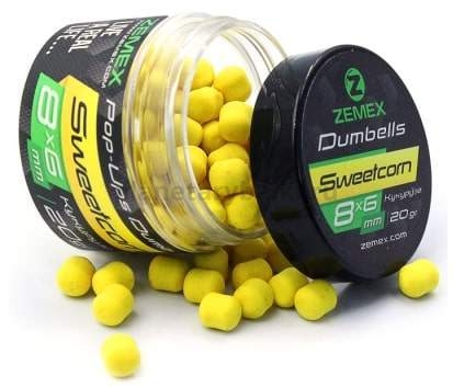 Бойлы плавающие ZEMEX Pop-Ups Dumbells Sweetcorn 8х6мм, 20гр.