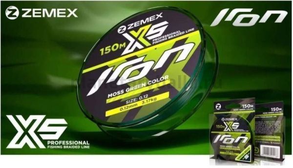 Плетеный шнур ZEMEX IRON X5 150 m, d 0.12 mm, moss green