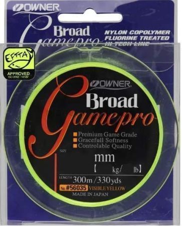 Леска OWNER Broad Game Pro yellow 300м, 0,24мм, 4,35кг
