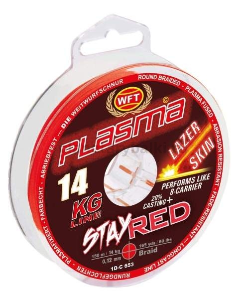 Шнур плетёный WFT KG PLASMA LAZER SKIN Stay Red 150м, 0,12мм, 14кг
