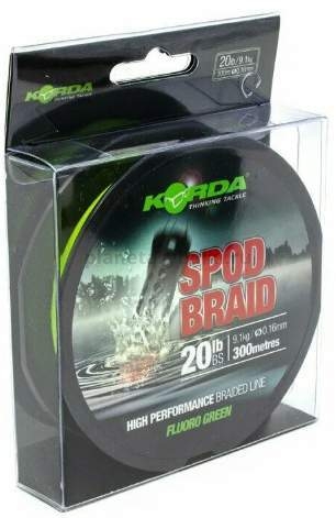 Шнур Korda Spod Braid Fluo Green 300м, 0,16мм, 9,1кг, 20lb