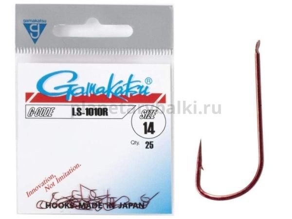 Крючки Gamakatsu LS-1010R HOOKS RED разм. 14 25шт.