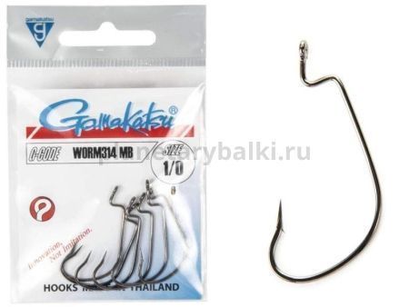 Крючки офсетные Gamakatsu Worm 314 HOOKS №1/0, 6шт.