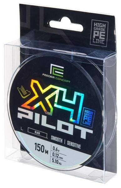 Шнур плетёный Feeder Concept Pilot x4 BRAID Black 150м, 0,12мм, 5,1кг