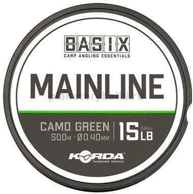 Леска KORDA Basix Main Line 500м, 0,4мм, 6,8кг, 15lb Camo green
