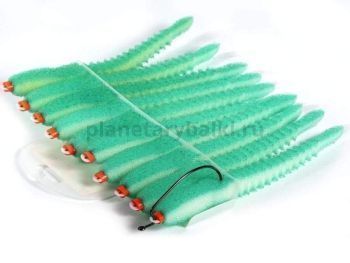 Приманки поролоновые Россия 3D Ex WORM WGn под офсетный крючок №1/0, 2/0, 3/0, 12см, набор 10шт.