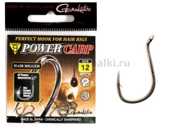 Крючки Gamakatsu PowerCarp HAIR RIGGER EYED HOOK разм. 12 10шт.